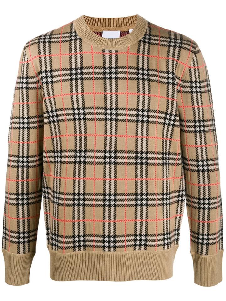 Burberry Check Jacquard Sweater - Neutrals