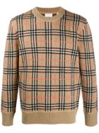 Burberry Check Jacquard Sweater - Neutrals