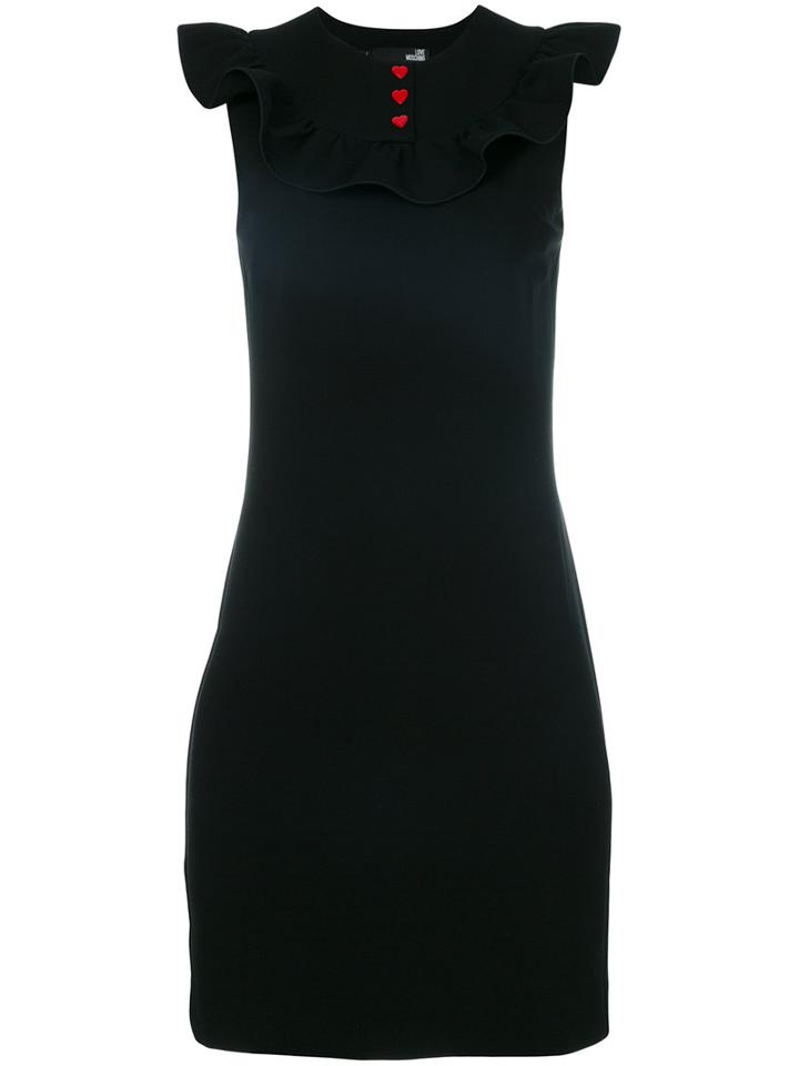 Love Moschino - Frill Bib Dress - Women - Polyamide/spandex/elastane/viscose - 40, Black, Polyamide/spandex/elastane/viscose