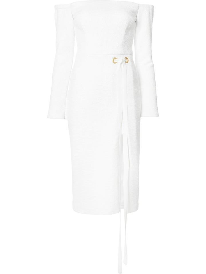 Rebecca Vallance Harris Off-shoulder Dress, Women's, Size: 12, White, Polyester/spandex/elastane/cotton