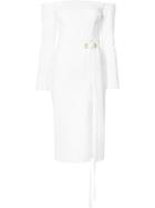 Rebecca Vallance Harris Off-shoulder Dress, Women's, Size: 12, White, Polyester/spandex/elastane/cotton