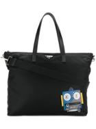 Prada Robot Face Satin-shell Tote - Black