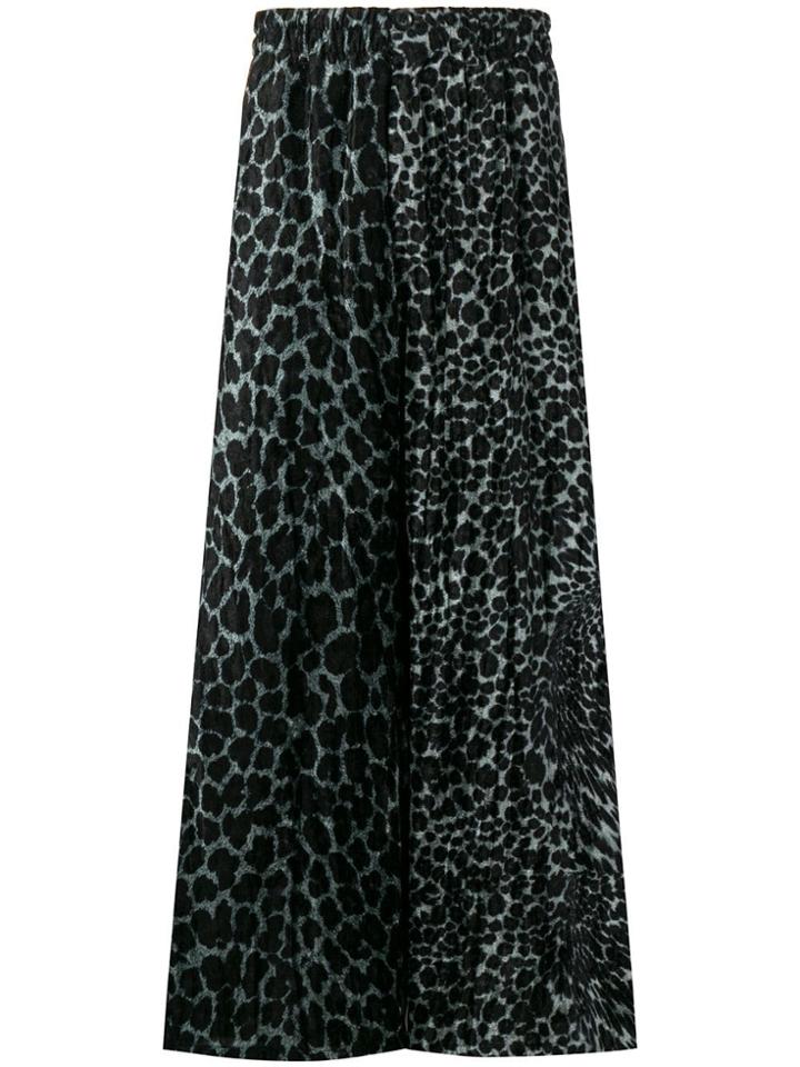 Yohji Yamamoto Leopard-print Wide-leg Trousers - Black