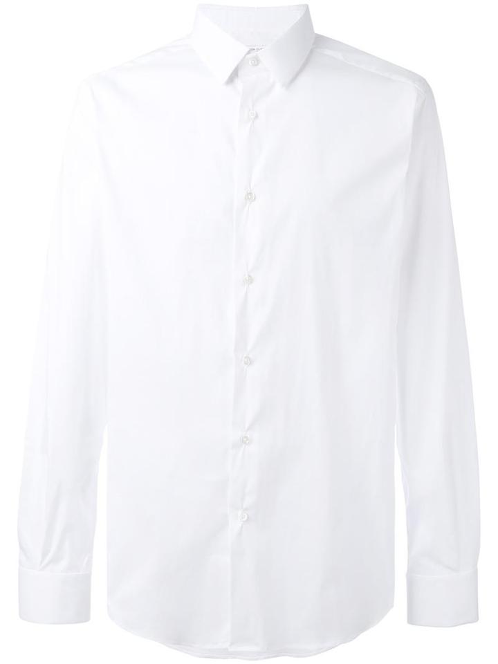 Fashion Clinic Classic Buttoned Shirt, Men's, Size: 44, White, Cotton/polyamide/spandex/elastane