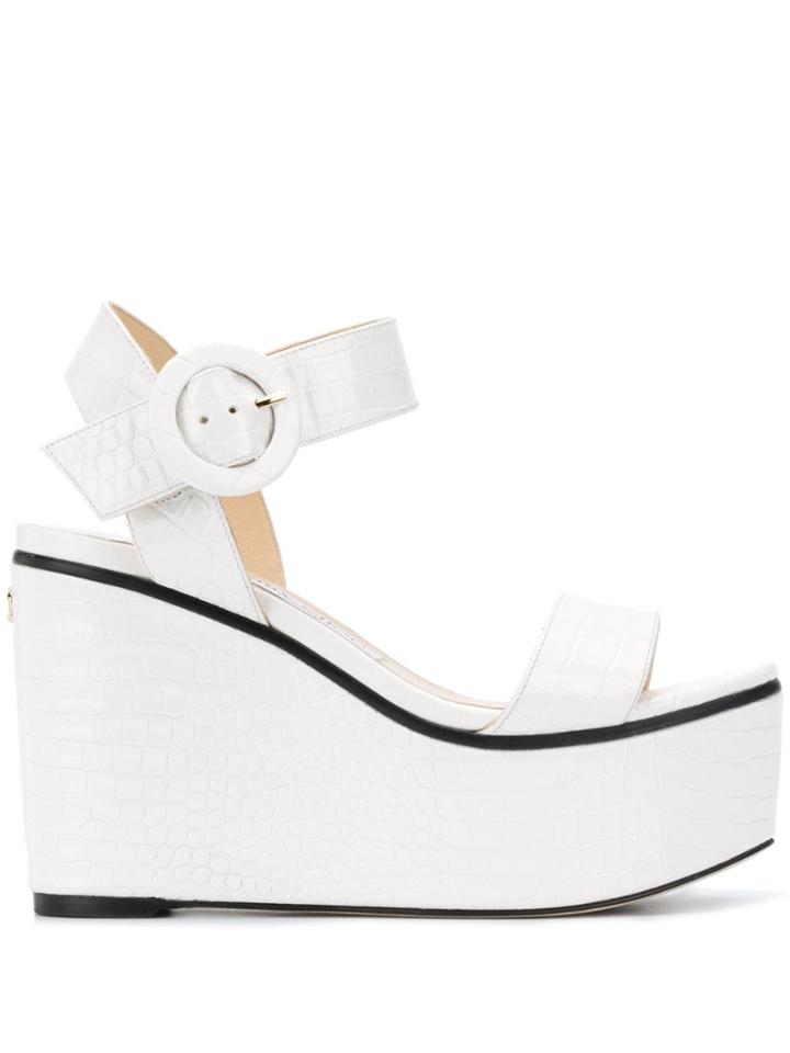 Jimmy Choo Abigail 100mm Wedge Sandals - White