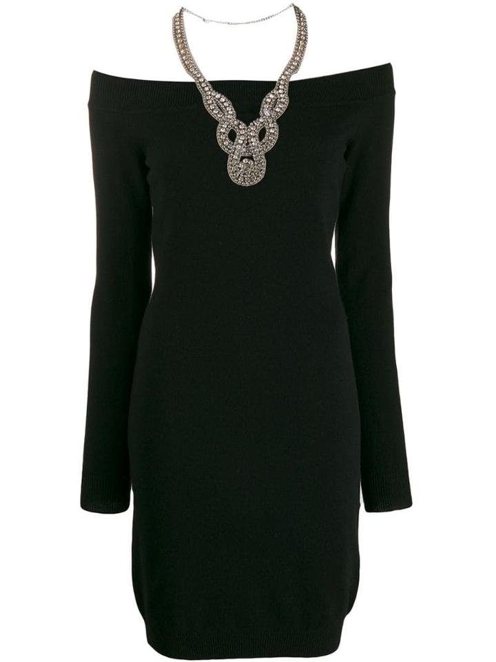 Moschino Off-shoulders Embellished Dress - Black