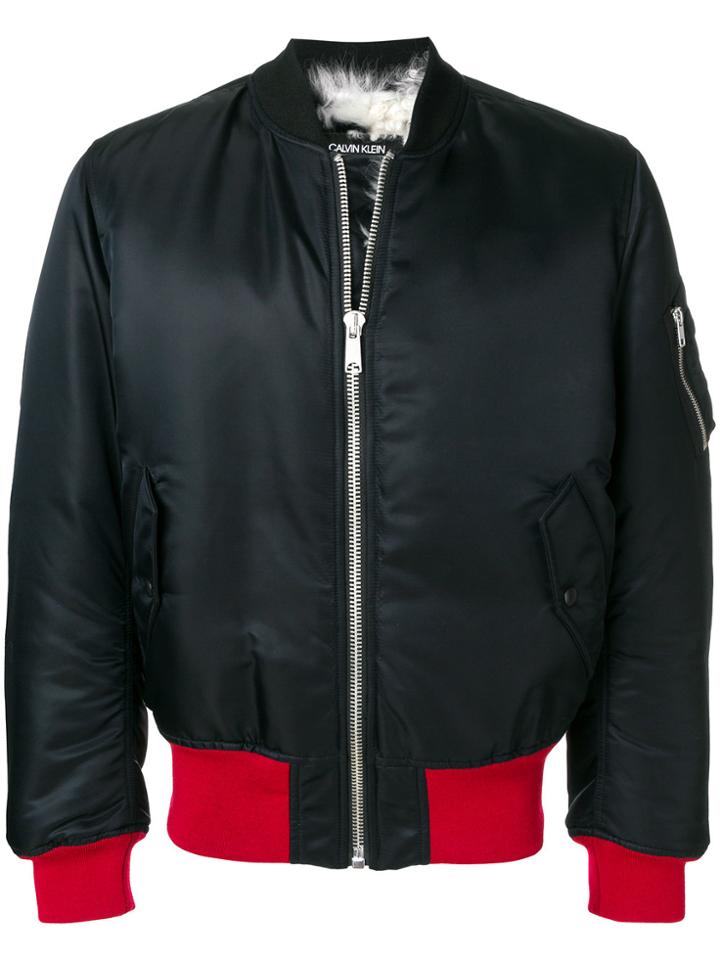 Calvin Klein Contrast Hem Bomber Jacket - Blue