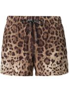 Dolce & Gabbana Leopard-print Swim Shorts - Brown