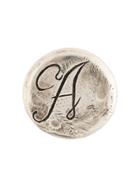 Ann Demeulemeester Blanche Initial Engraved Pin Badge - Metallic