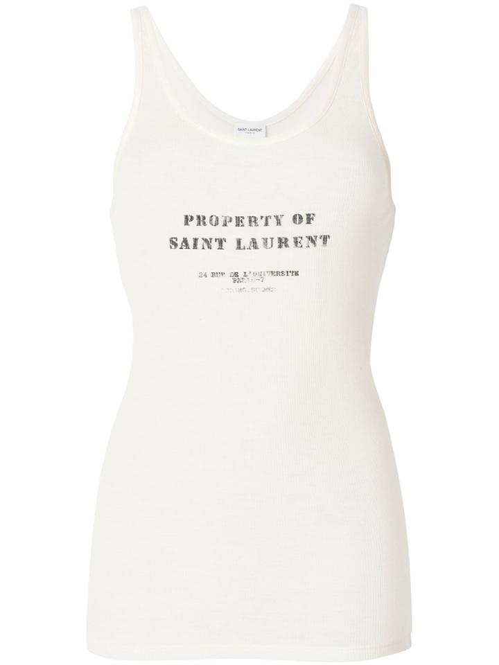 Saint Laurent Logo Vest Top - Nude & Neutrals