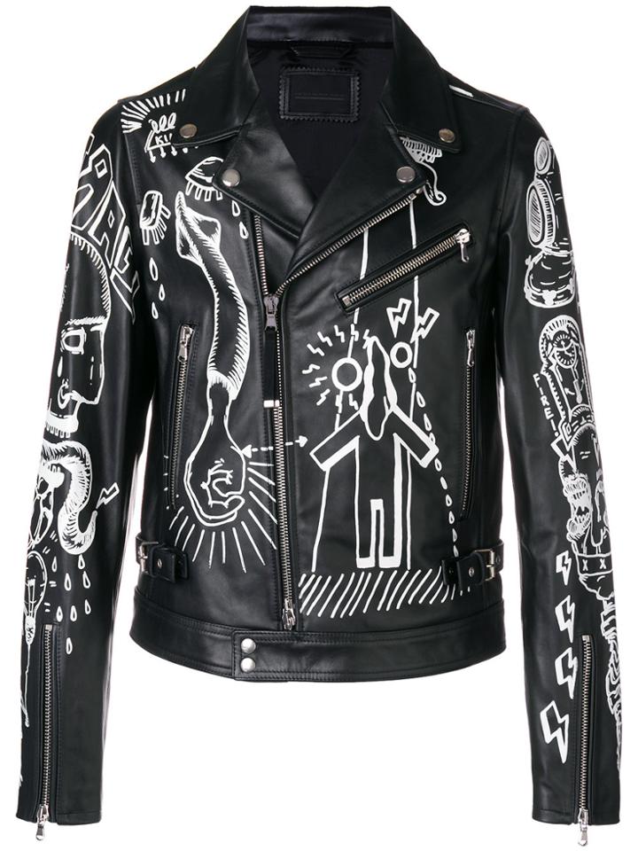 Diesel Black Gold Lora Graphic Print Biker Jacket