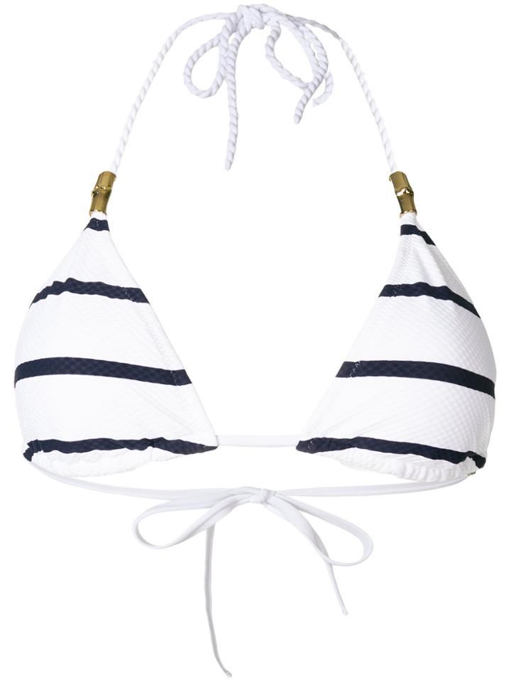 Heidi Klein Striped Triangle Bikini Top - White