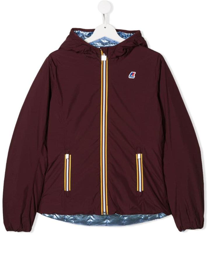 K Way Kids Teen Hooded Padded Jacket - Red