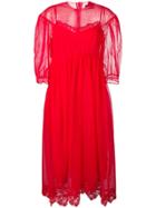 Simone Rocha Puff Sleeve Midi Dress - Red