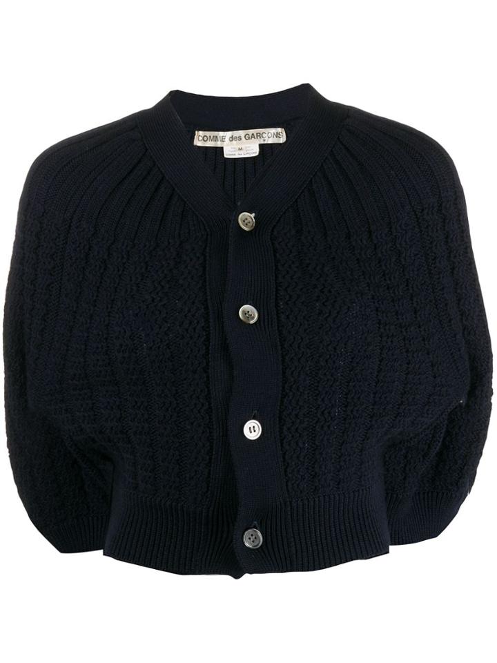Comme Des Garçons Pre-owned Cropped Ribbed Cardigan - Dark Blue