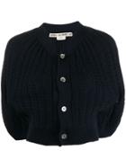 Comme Des Garçons Pre-owned Cropped Ribbed Cardigan - Dark Blue