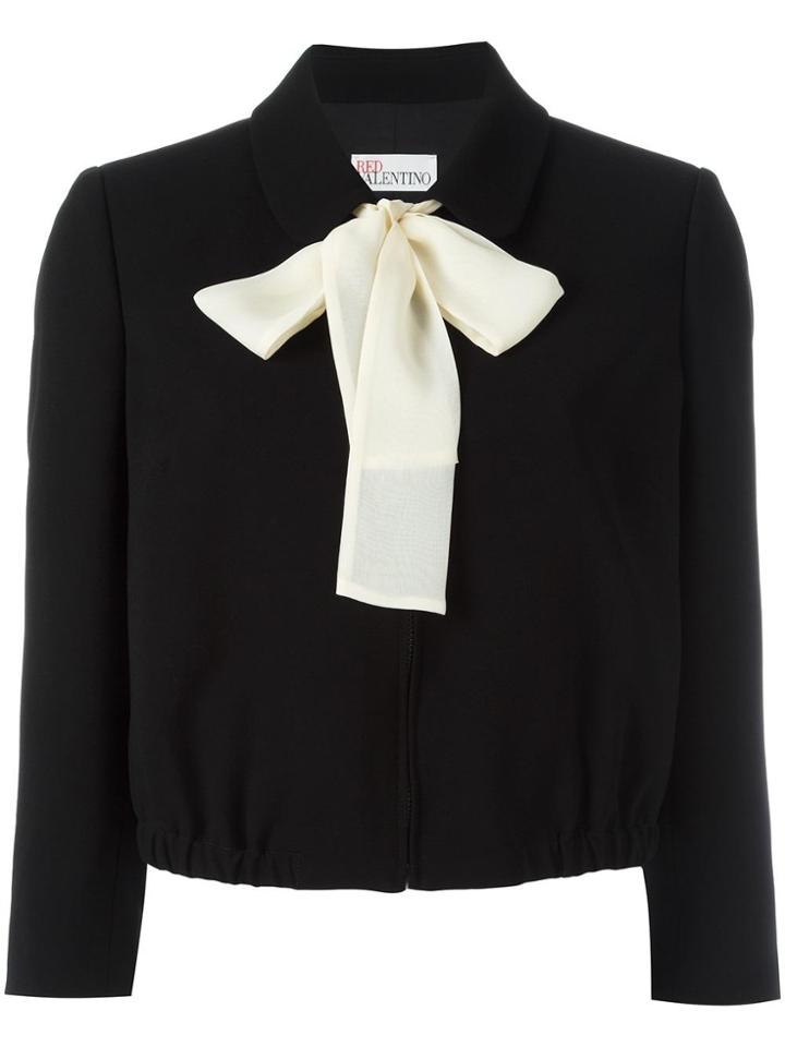 Red Valentino Pussy Bow Cropped Jacket - Black