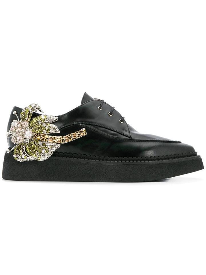 Nº21 Dragonfly Patch Lace-up Shoes - Green