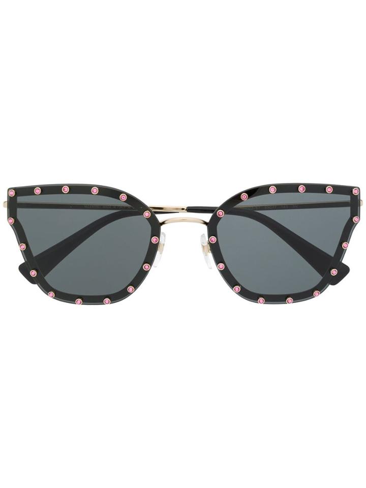 Valentino Eyewear Crystal Embellished Cat-eye Sunglasses - Black