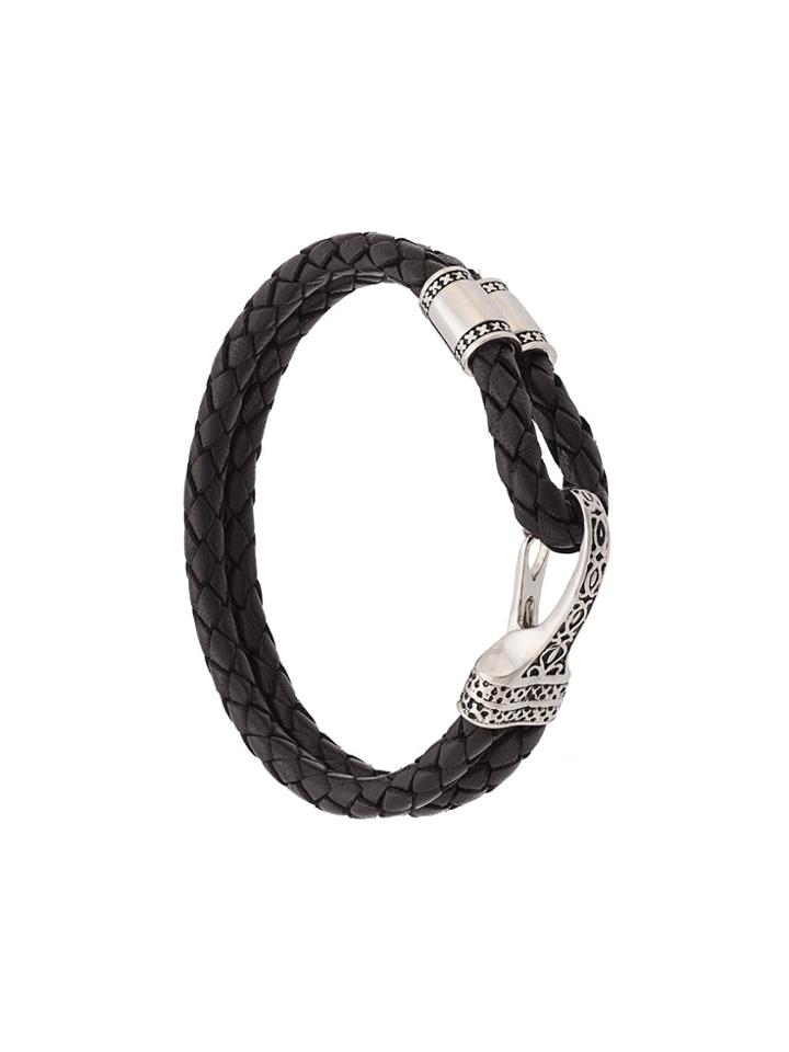 Nialaya Jewelry Braided Double Wrap Bracelet - Black
