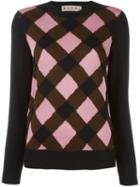 Marni Check Front Sweater, Women's, Size: 40, Black, Silk/virgin Wool
