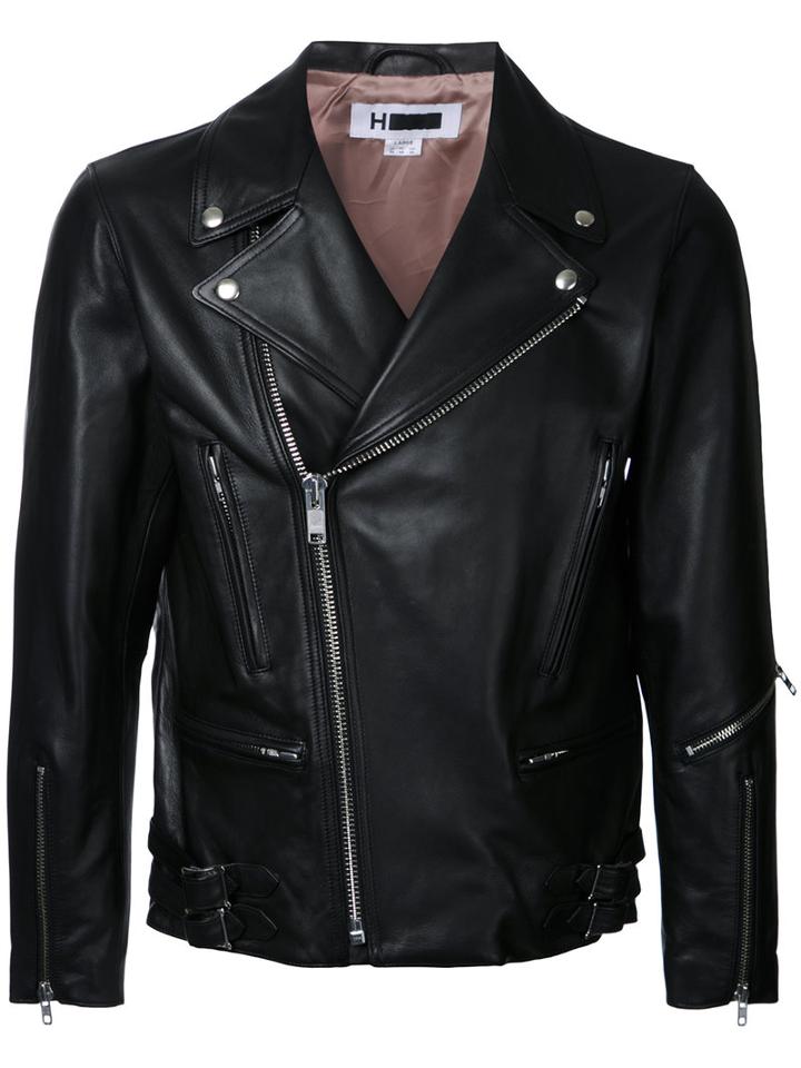 H Beauty & Youth - Zip Up Biker Jacket - Men - Sheep Skin/shearling - M, Black, Sheep Skin/shearling