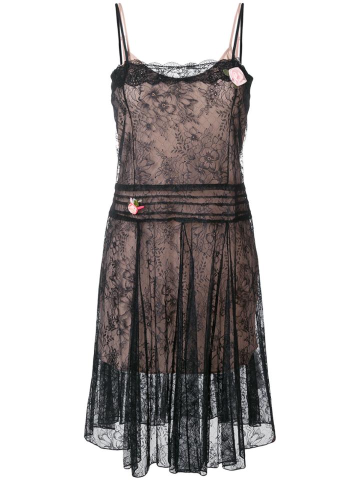 Twin-set Fitted Lingerie Lace Dress - Black