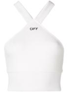 Off-white Halter-neck Logo Crop Top