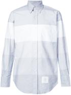 Thom Browne Classic Long Sleeve Shirt In Grey Multi Stripe Oxford