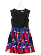 Junior Gaultier - Pleated Printed Skirt Dress - Kids - Cotton/viscose - 16 Yrs, Girl's, Black