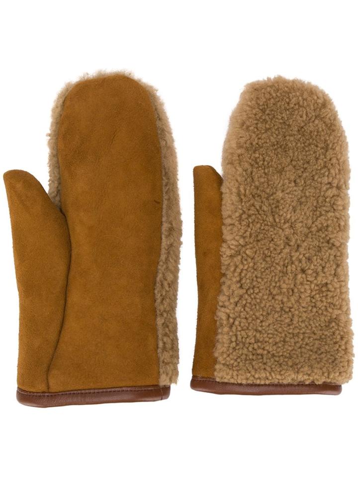 Ymc Two Tone Mittens - Brown