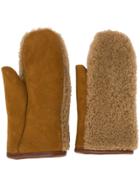 Ymc Two Tone Mittens - Brown