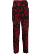 Yves Saint Laurent Pre-owned 1980's Rose Print Trousers - Black