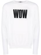Msgm Wow Slogan Sweater - White