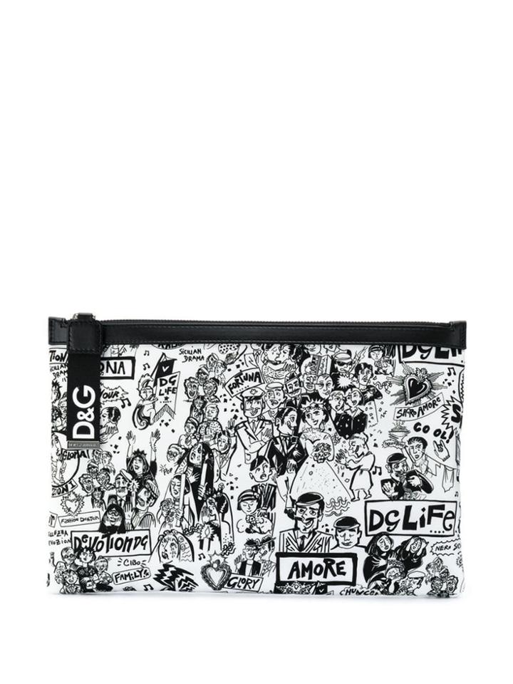 Dolce & Gabbana Printed Graffiti Pouch - Black