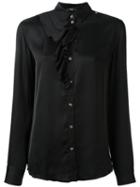 Diesel Ruffle Detail Shirt, Women's, Size: Medium, Black, Viscose