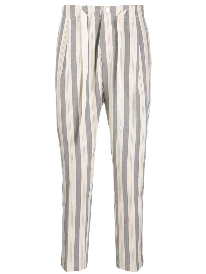 Entre Amis Striped Tapered Trousers - Blue