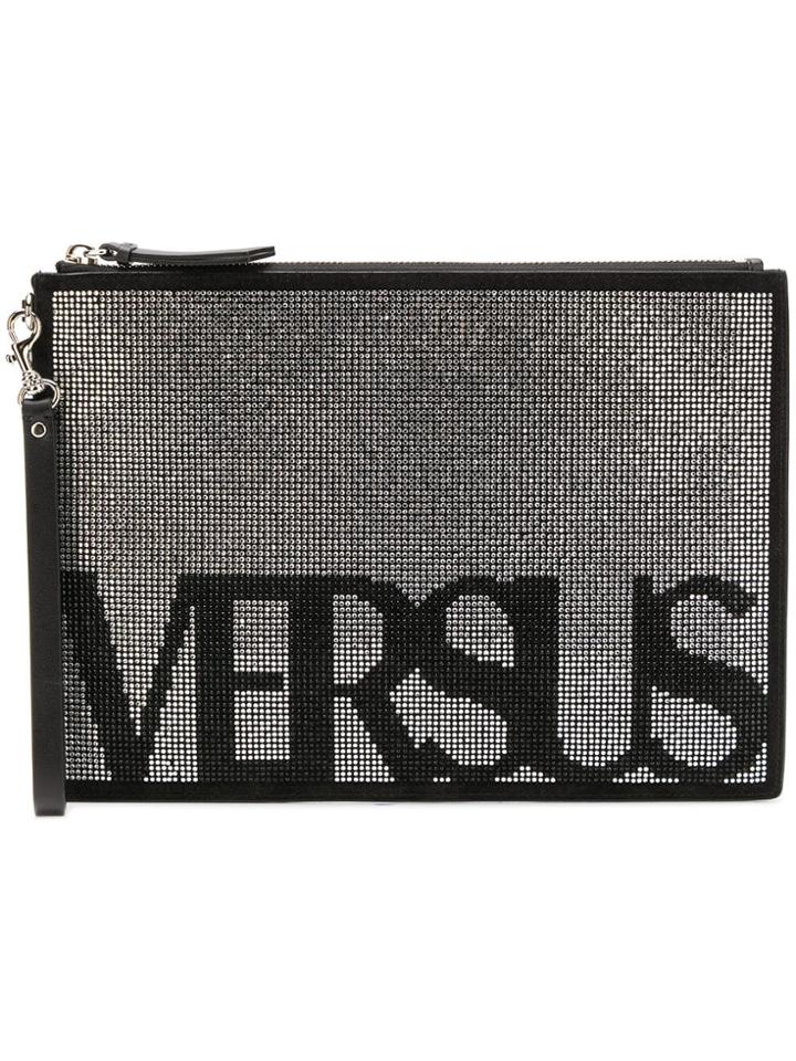 Versus Logo Studded Clutch - Black