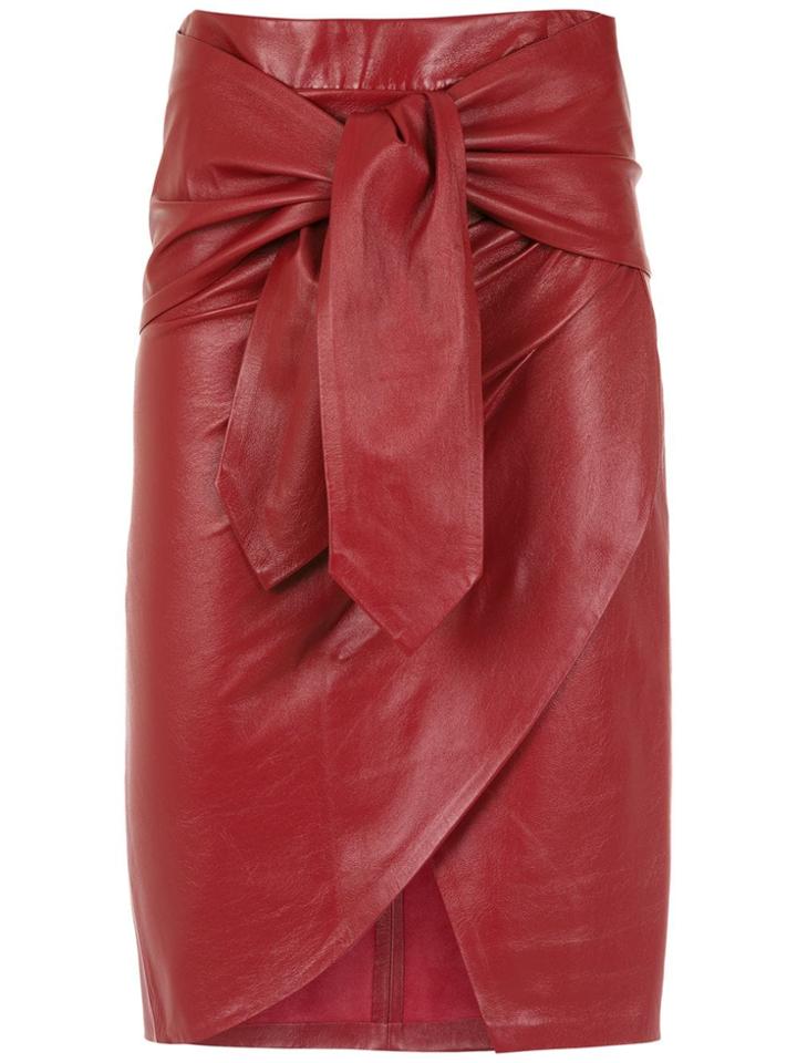 Andrea Bogosian Leather Midi Skirt - Red