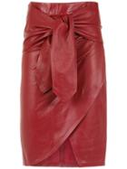 Andrea Bogosian Leather Midi Skirt - Red