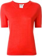 Jil Sander Shortsleeved Fine Knit Sweater, Women's, Size: 38, Red, Silk/cashmere