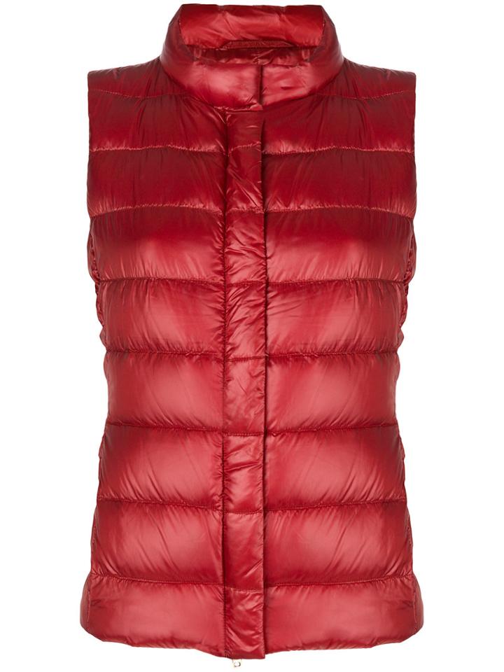 Herno Zip Quilted Gilet - Red