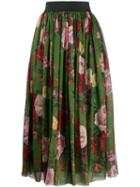 Dolce & Gabbana Floral Print Midi Skirt - Green