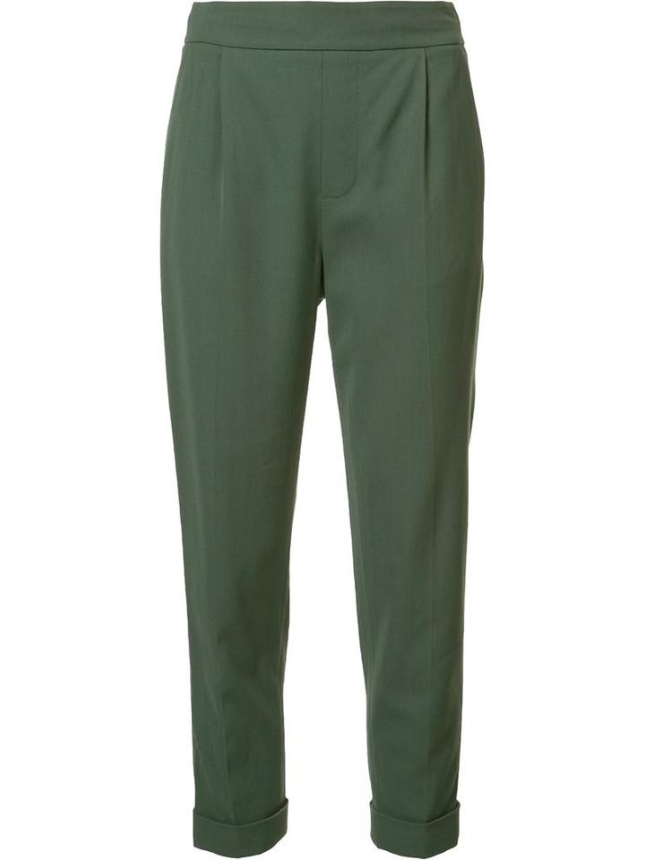 Vince Straight Cropped Trousers, Women's, Size: Xs, Green, Viscose/spandex/elastane