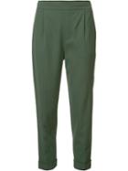 Vince Straight Cropped Trousers, Women's, Size: Xs, Green, Viscose/spandex/elastane