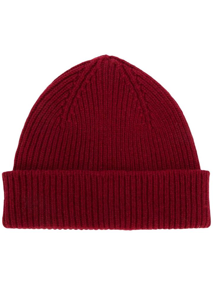 Paul Smith Ribbed Knit Beanie - Red