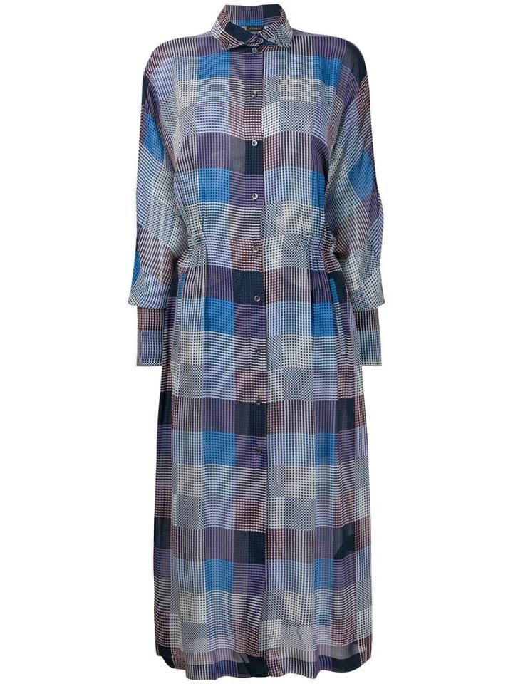 Frenken Checked Shirt Dress - Blue