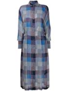Frenken Checked Shirt Dress - Blue