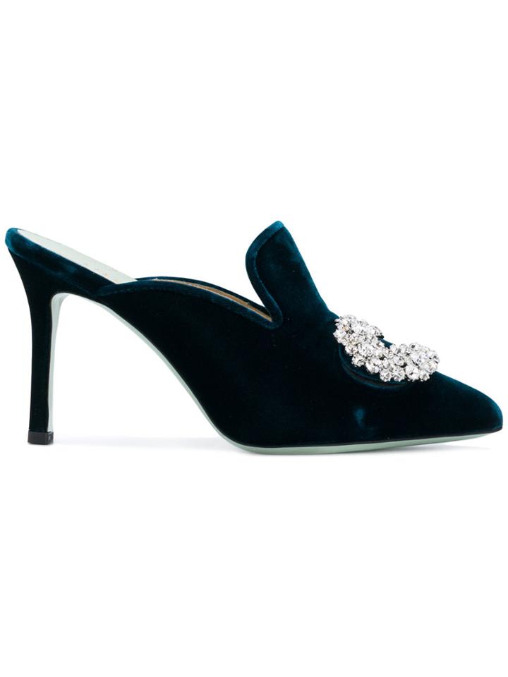 Giannico Embellished Daphne Mules - Blue
