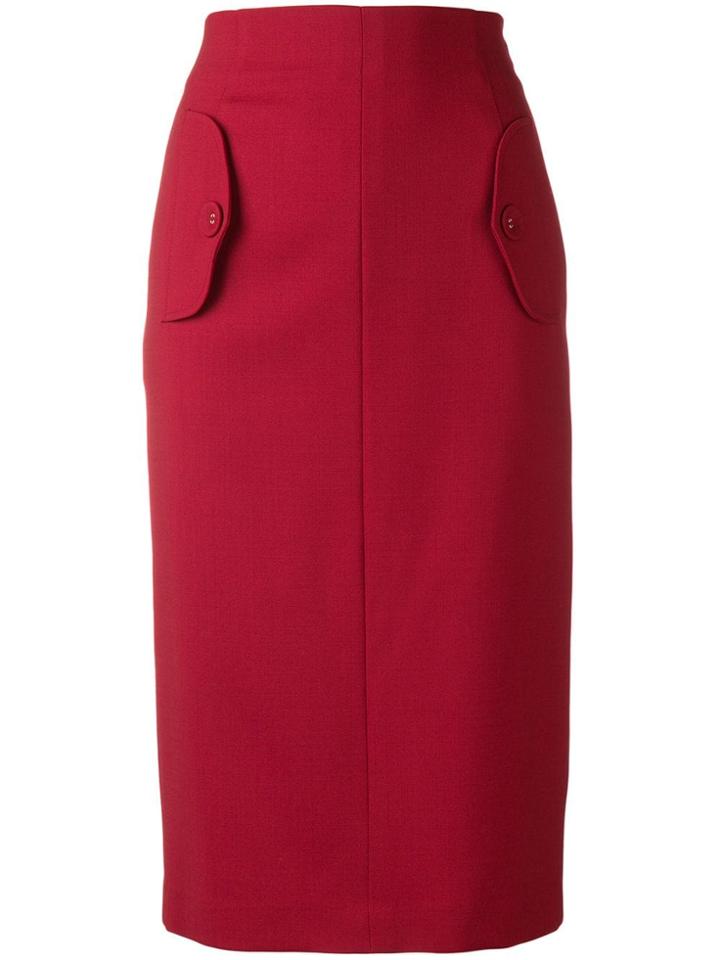 Incotex Flap Pockets Pencil Skirt - Red